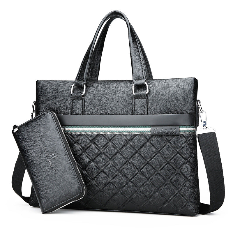 Men's Diamond Fashion Horizontal Business Computer Men's Handbags