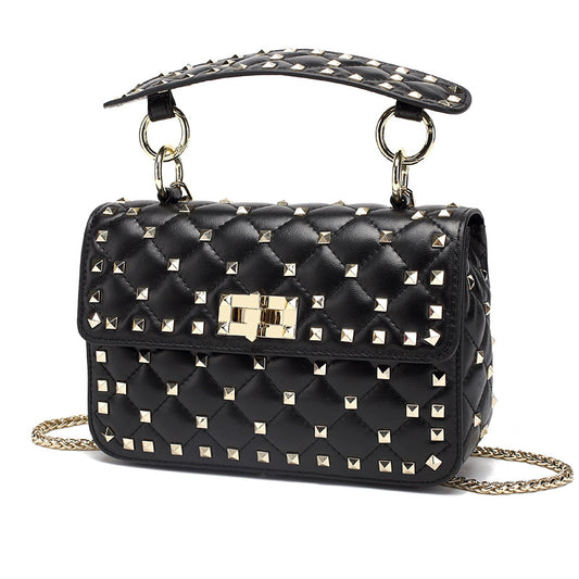 Women's Genuine Leather Rivet Sheepskin Elegant Crossbody Bags