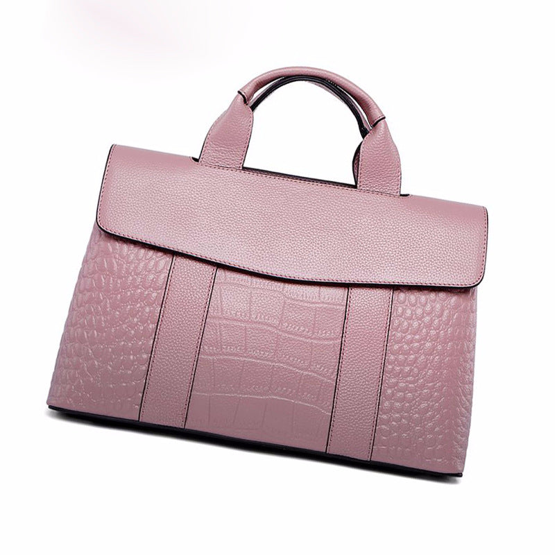 Women's Genuine Leather Alligator Print Large Capacity Shoulder Bags