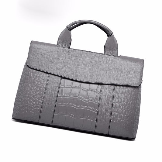 Women's Genuine Leather Alligator Print Large Capacity Shoulder Bags