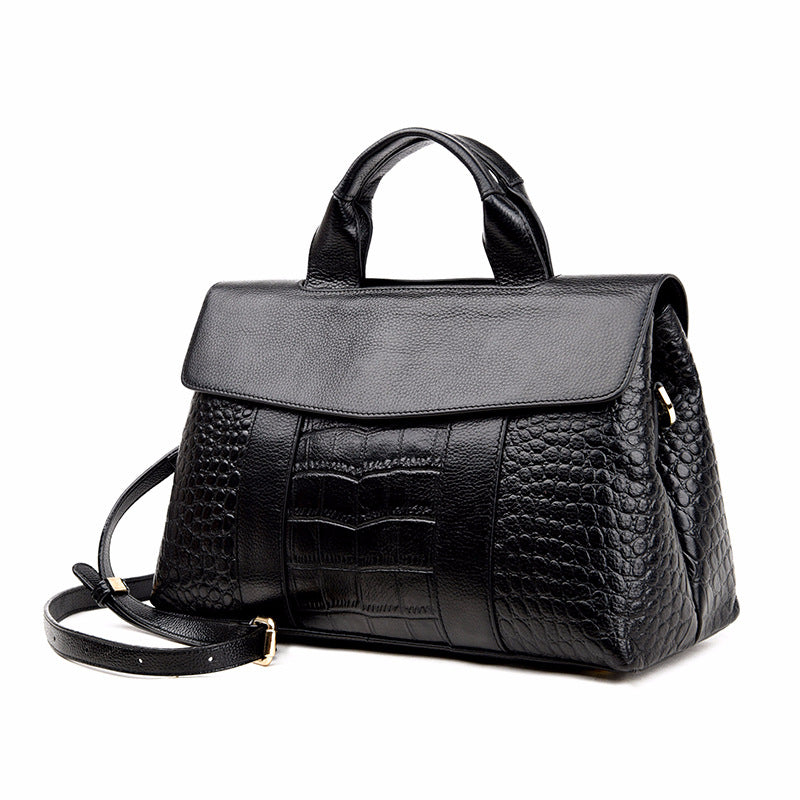Women's Genuine Leather Alligator Print Large Capacity Shoulder Bags