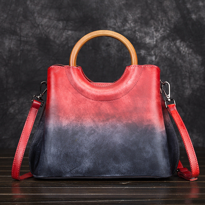 Women's Leather Hand-rub Color Retro Contrast Fashion Bags