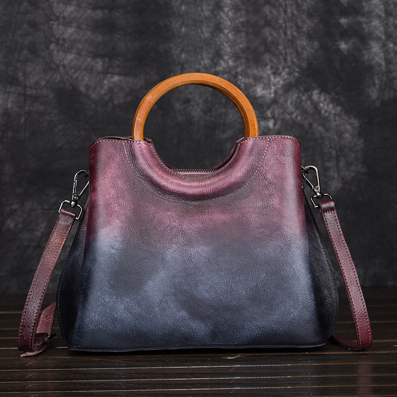 Women's Leather Hand-rub Color Retro Contrast Fashion Bags