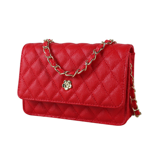 Women's Ball Pattern Diamond Chain Genuine Leather Shoulder Bags