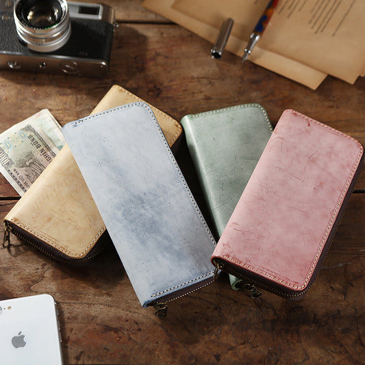 Men's First Layer Vegetable Tanned Hard Business Long Men's Wallets