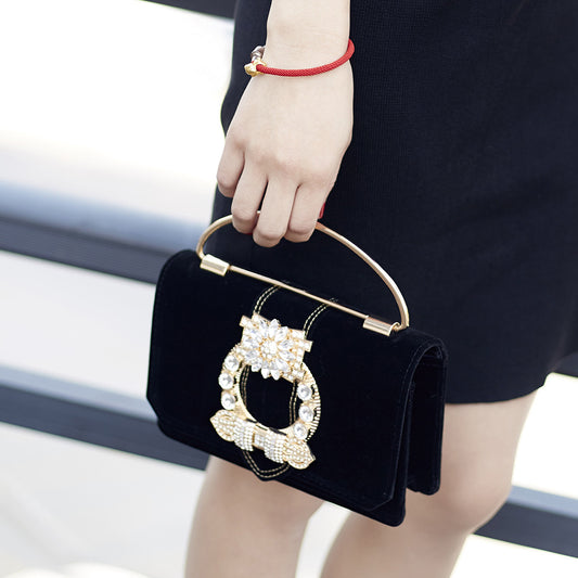 Women's Inlaid With Diamond Veet Change Dinner Shoulder Bags