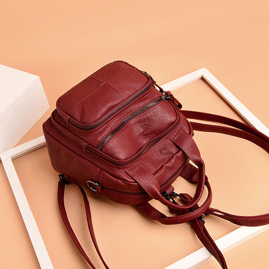 Women's Soft Leather Multipurpose Large Capacity Double Shoulder Bags