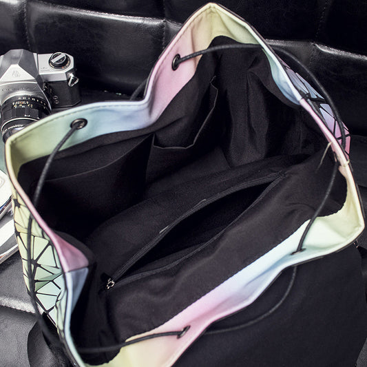 Women's Rainbow Geometric Rhombus Gradient Fashion Backpacks