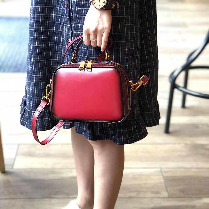 Women's Genuine Leather Handmade Retro Cowhide Literary Handbags