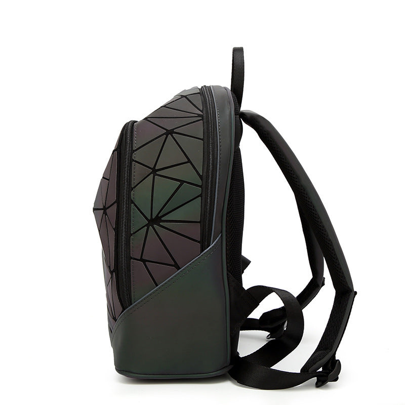 Women's Luminous Frosted College Trendy Geometric Rhombus Backpacks