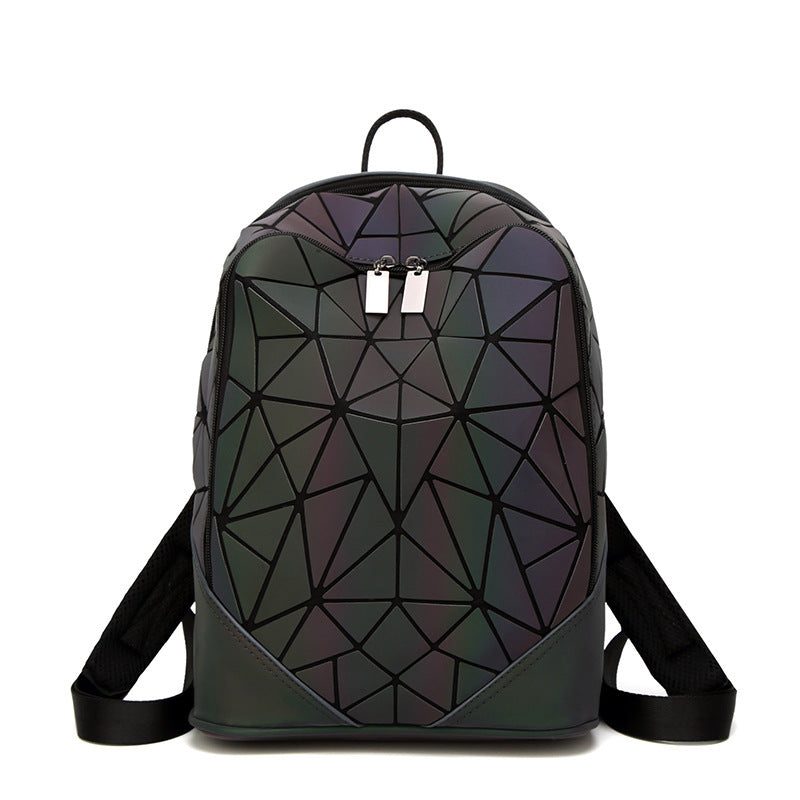 Women's Luminous Frosted College Trendy Geometric Rhombus Backpacks