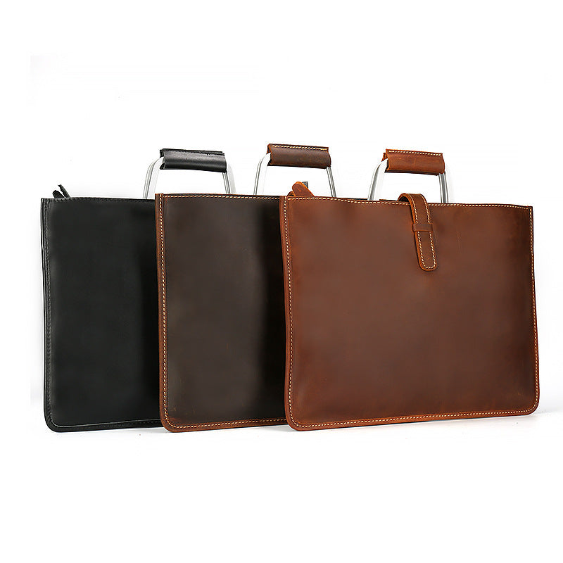 Men's Horse Leather Horizontal British Retro First Layer Men's Handbags