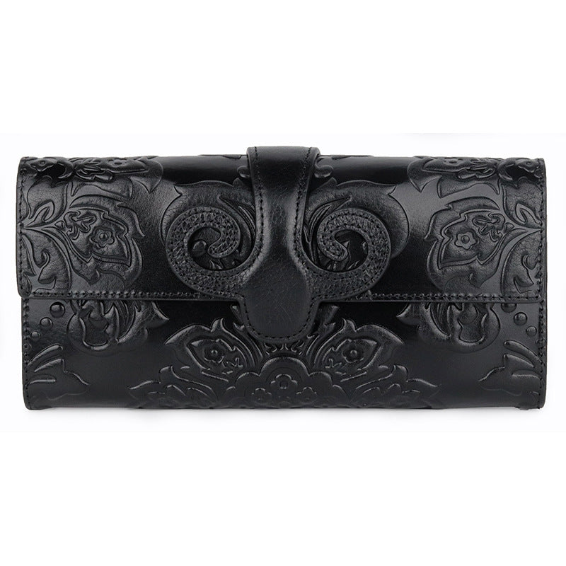 Women's Fashion Top Layer Oil Wax Skin Long Vintage Ladies Wallets