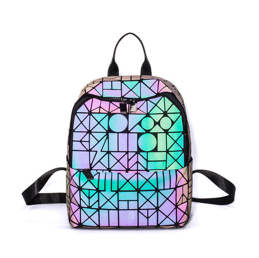 Women's Luminous Geometric Spring Zipper Trendy Backpacks