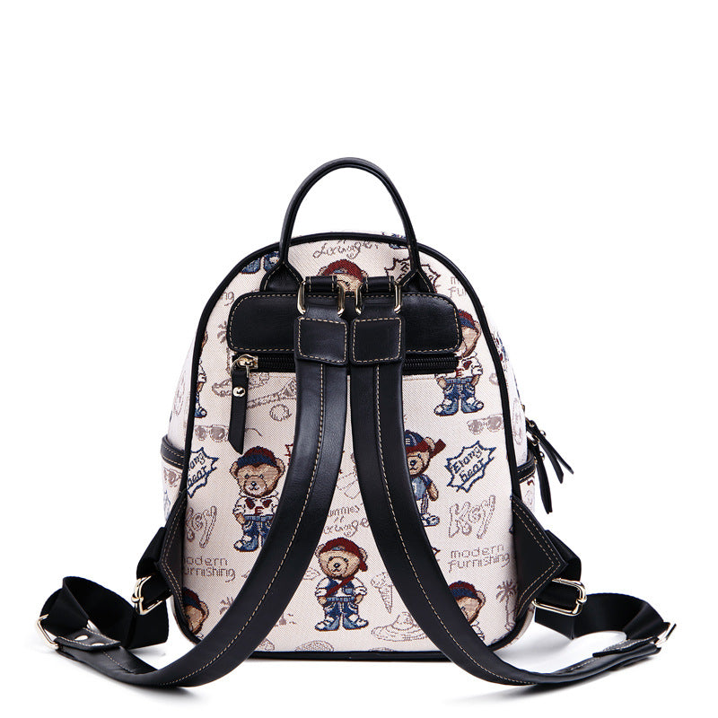 Women's Bear Attachment Korean Trendy Personalized Fresh Backpacks