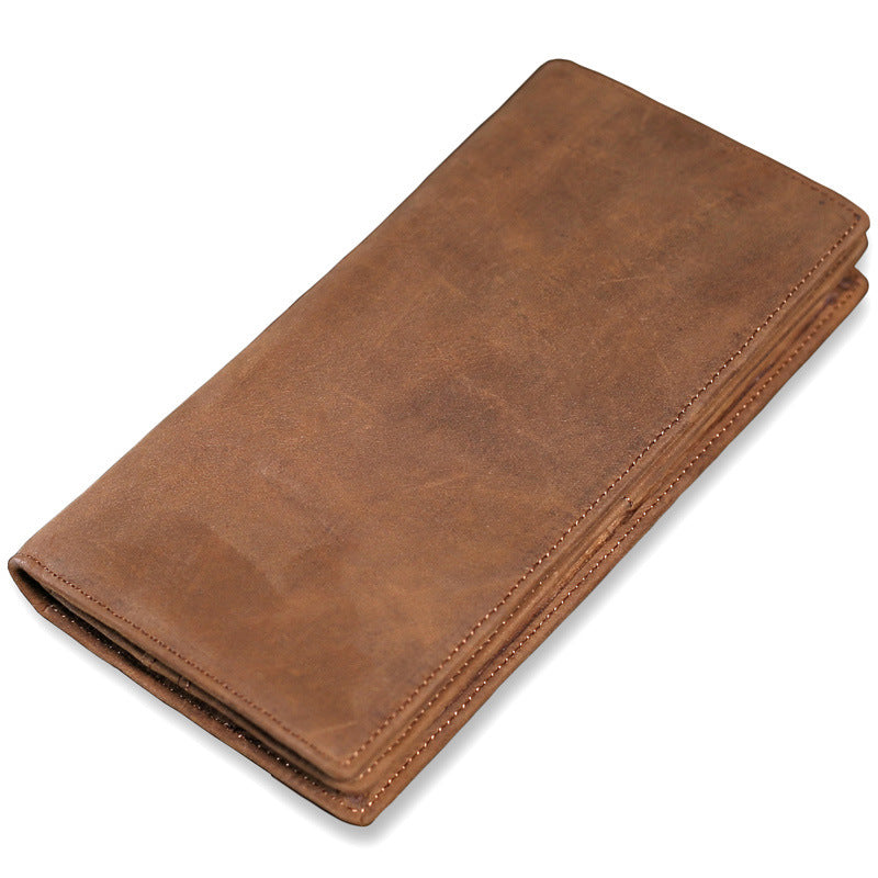 Men's Long Genuine Leather Vintage First Layer Cowhide Multiple Men's Wallets