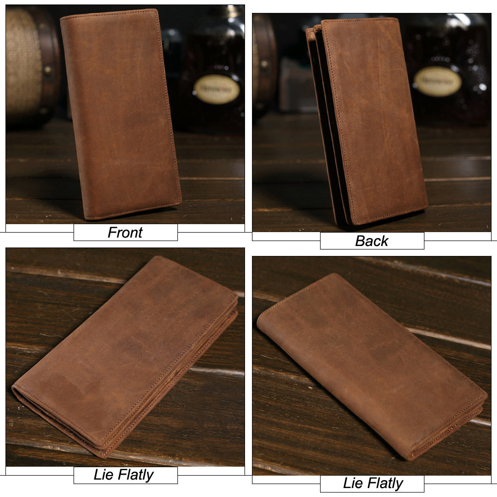 Men's Long Genuine Leather Vintage First Layer Cowhide Multiple Men's Wallets
