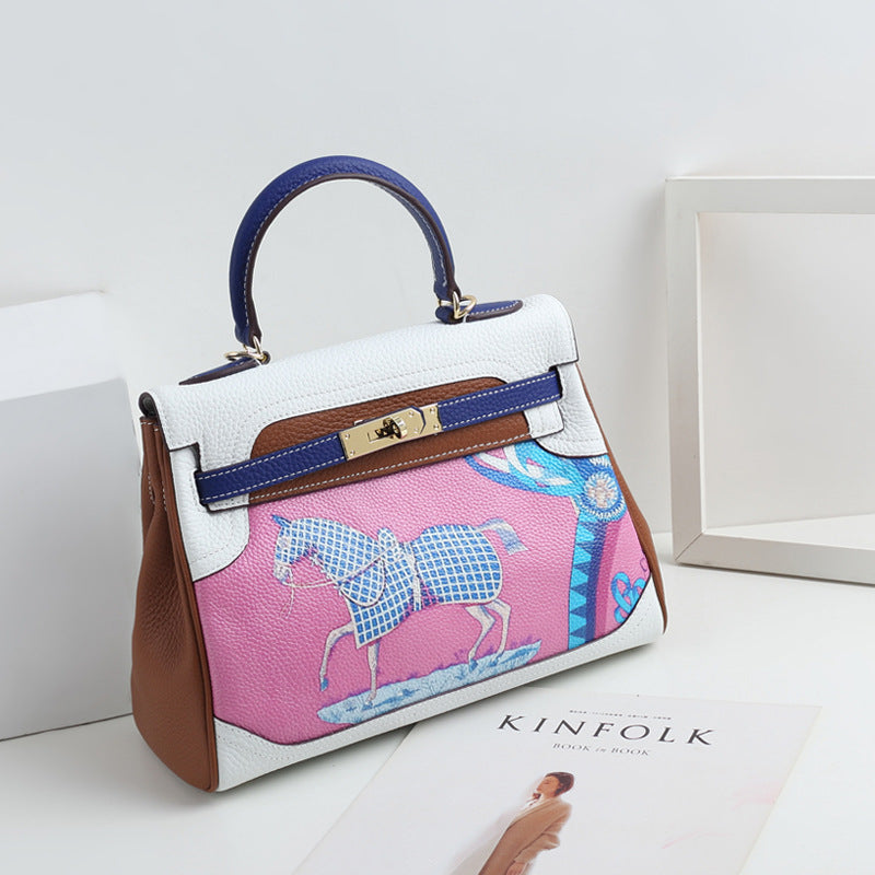 Women's Fashion Printed Iti Kai Cartoon Pattern Genuine Bags