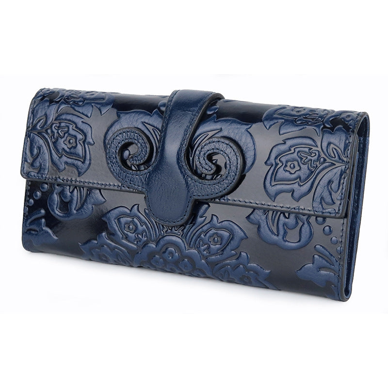 Women's Fashion Top Layer Oil Wax Skin Long Vintage Ladies Wallets