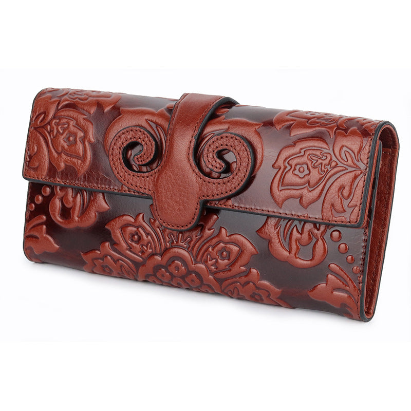 Women's Fashion Top Layer Oil Wax Skin Long Vintage Ladies Wallets