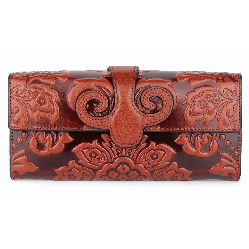 Women's Fashion Top Layer Oil Wax Skin Long Vintage Ladies Wallets