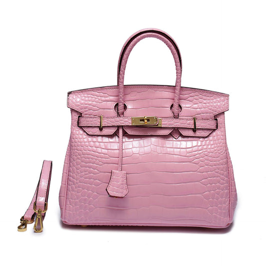 Women's Fashion Crocodile Pattern Genuine Leather Handbags
