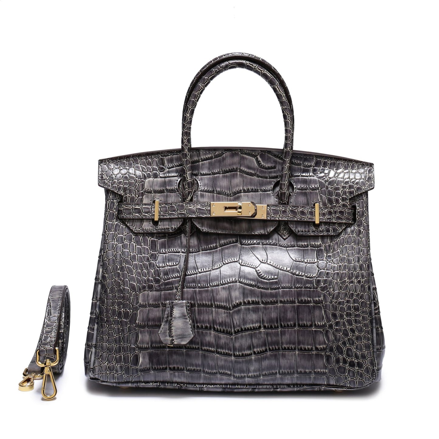 Women's Fashion Crocodile Pattern Genuine Leather Handbags