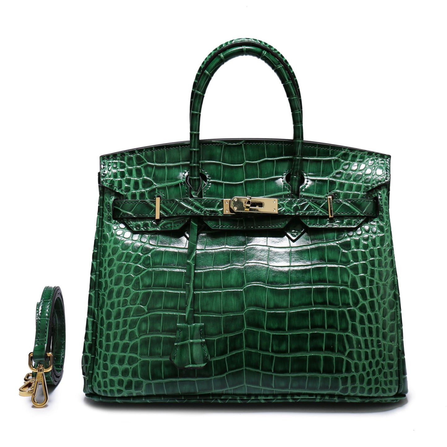 Women's Fashion Crocodile Pattern Genuine Leather Handbags
