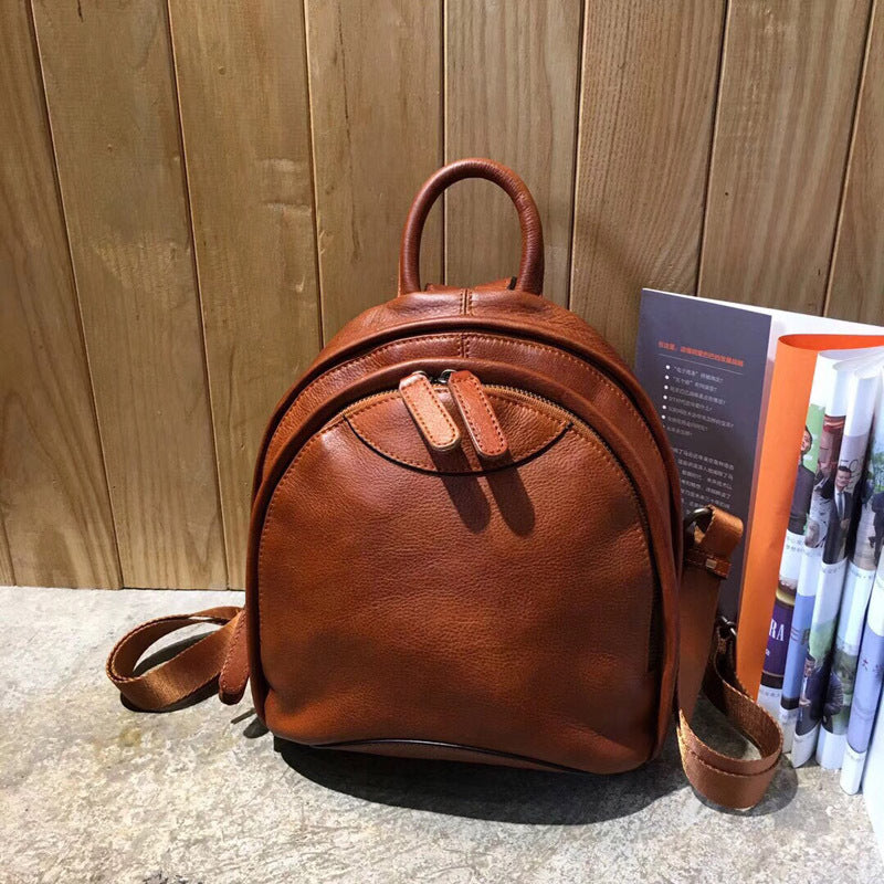 Women's Vintage Leather Packet Fashionable First Layer Backpacks