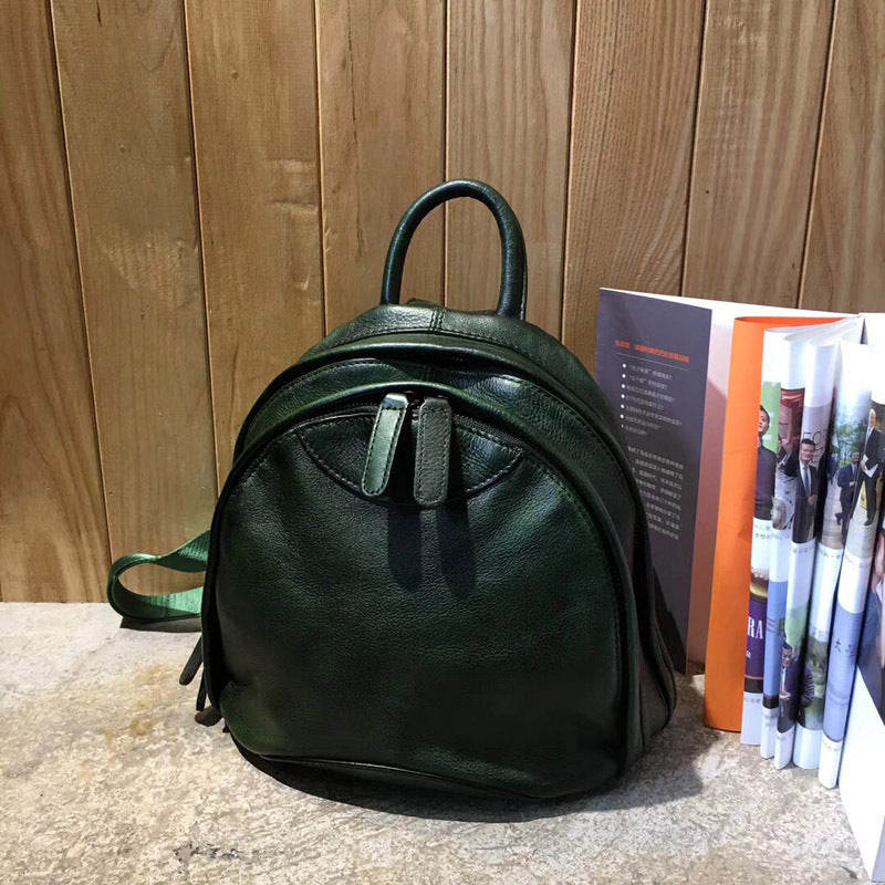 Women's Vintage Leather Packet Fashionable First Layer Backpacks
