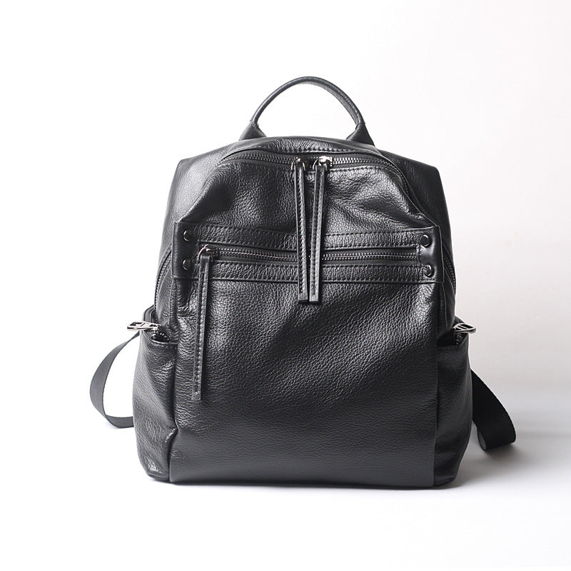 Women's Layer Cowhide Leather Fashionable Soft Korean Style Backpacks