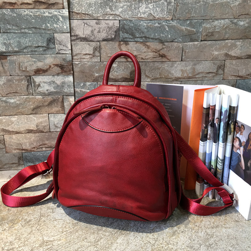 Women's Vintage Leather Packet Fashionable First Layer Backpacks