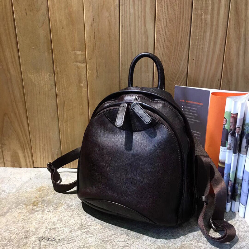 Women's Vintage Leather Packet Fashionable First Layer Backpacks