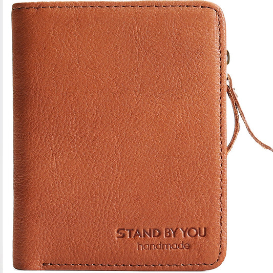 Men's Leather Retro Vertical First Layer Cowhide Green Men's Wallets