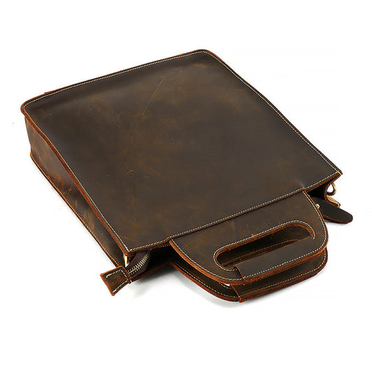 Men's Mattes Leather Retro Simple Handmade First Men's Handbags