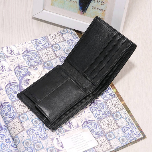 Men's Genuine Leather Sheepskin Hand-woven Clamp Business Card Holder