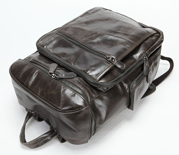 Large Capacity Computer Unisex Genuine Leather Backpacks