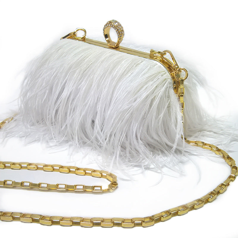 Women's Dinner Wedding Ostrich Hair Fur Evening Bags