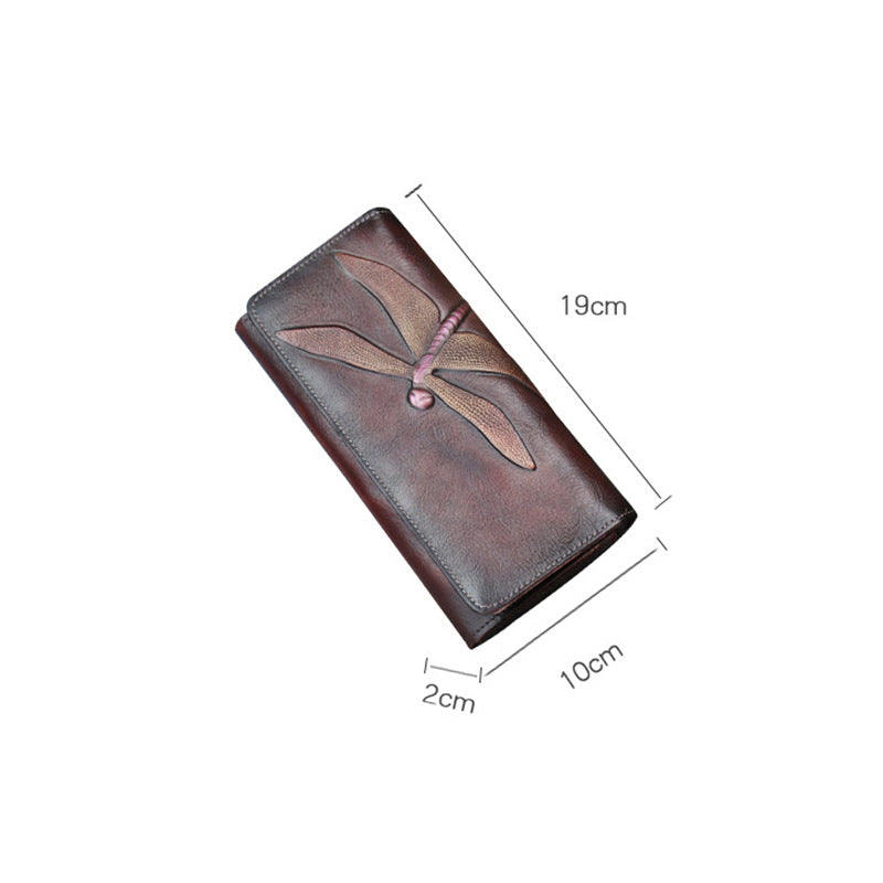 Women's First Layer Cowhide Female Butterfly Leather Ladies Wallets