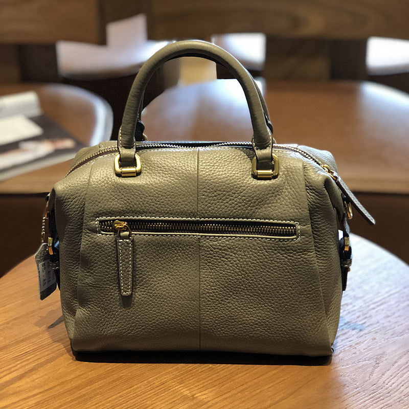Women's & Men's Spring Genuine Leather Fashion First Layer Cowhide Boston Handbags
