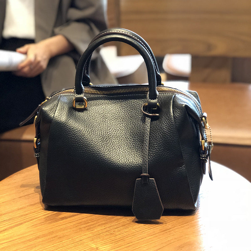 Women's & Men's Spring Genuine Leather Fashion First Layer Cowhide Boston Handbags