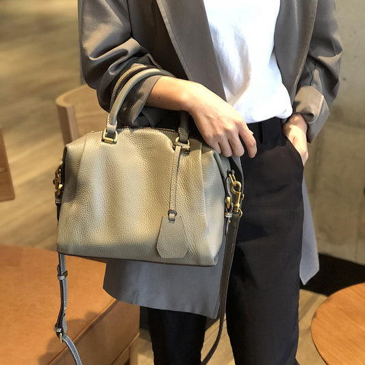 Women's & Men's Spring Genuine Leather Fashion First Layer Cowhide Boston Handbags