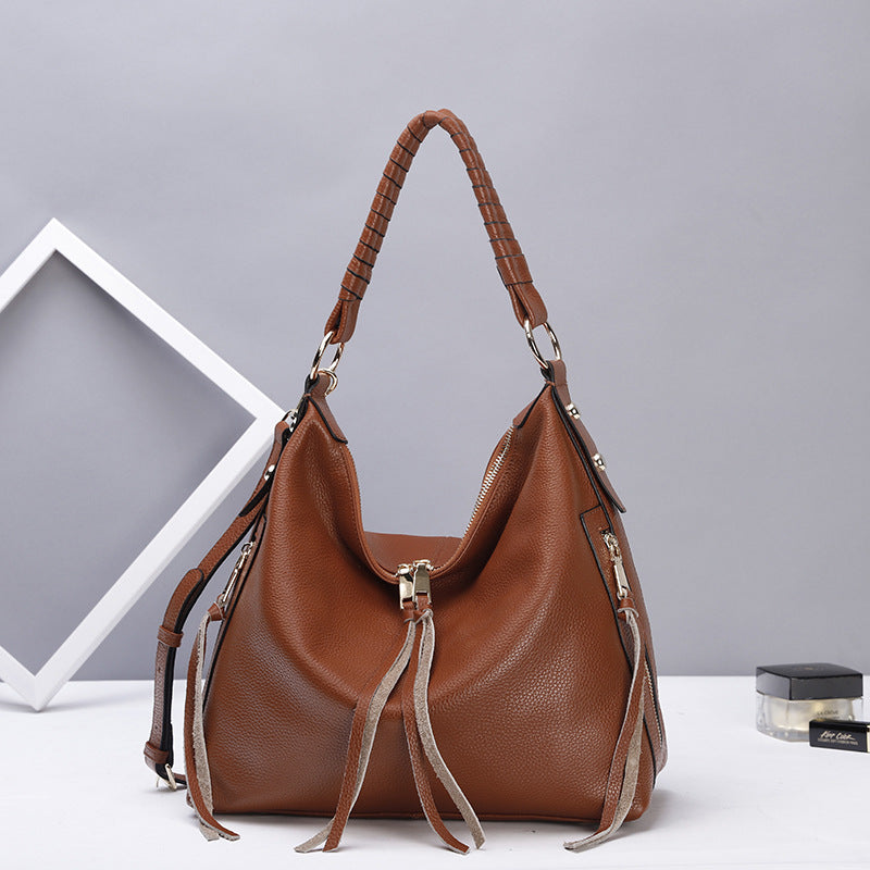 Durable Women's Handmade Braided Leather Mother Shoulder Bags