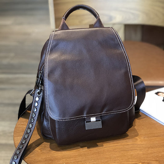 Women's Trendy First Layer Cattlehide Leather Fashion Backpacks