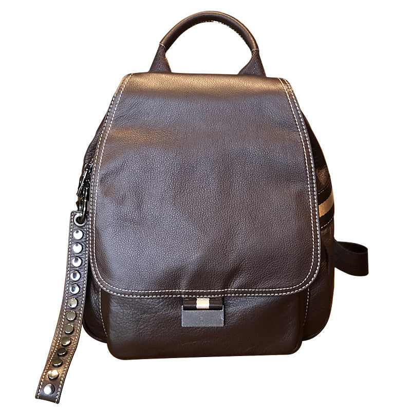 Women's Trendy First Layer Cattlehide Leather Fashion Backpacks