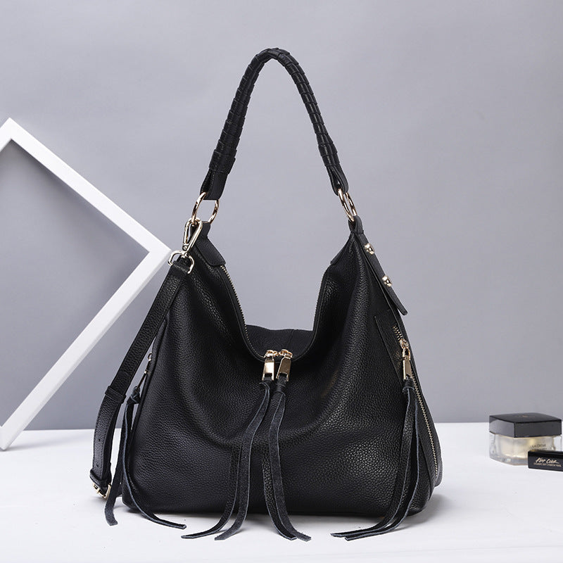 Durable Women's Handmade Braided Leather Mother Shoulder Bags