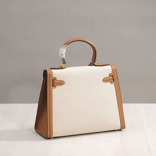 Women's Fashion Kelly Real Leather Contrast Color Crossbody Bags