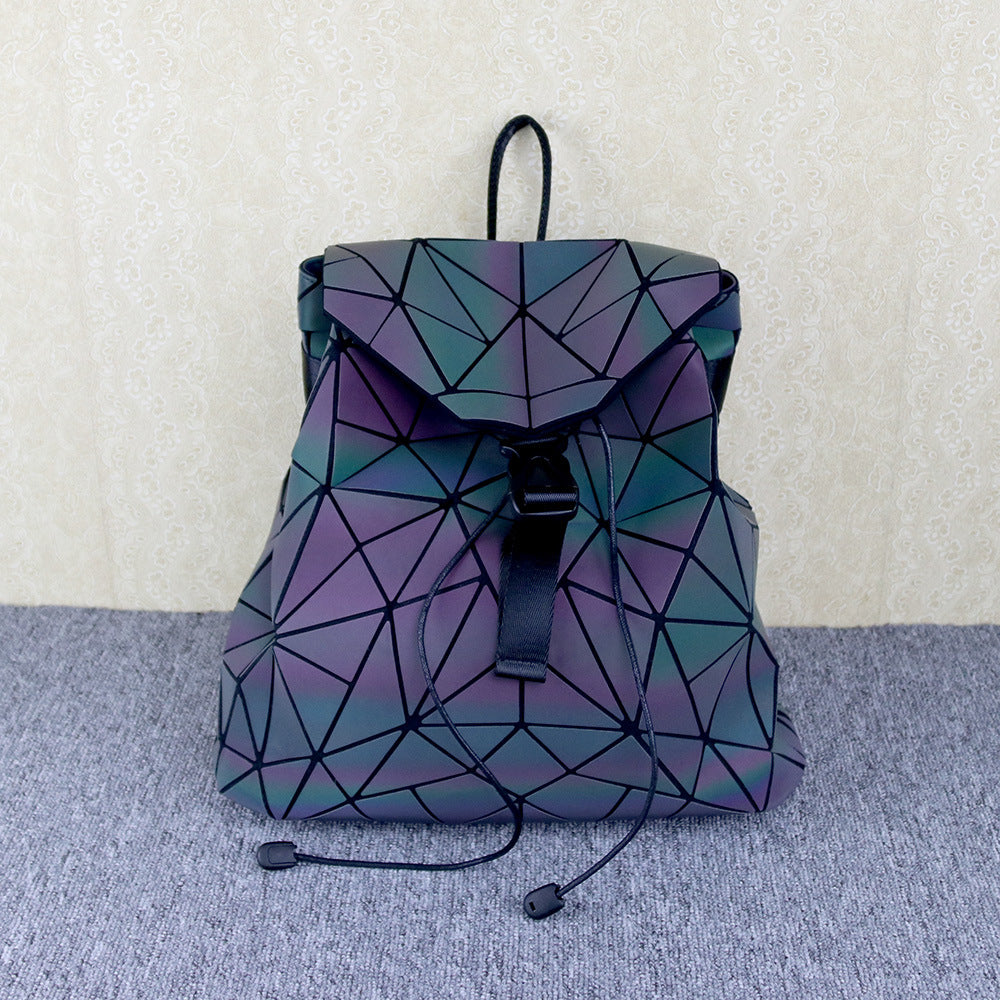 Women's & Men's & Colorful Geometric Rhombus Plaid Luminous Backpacks