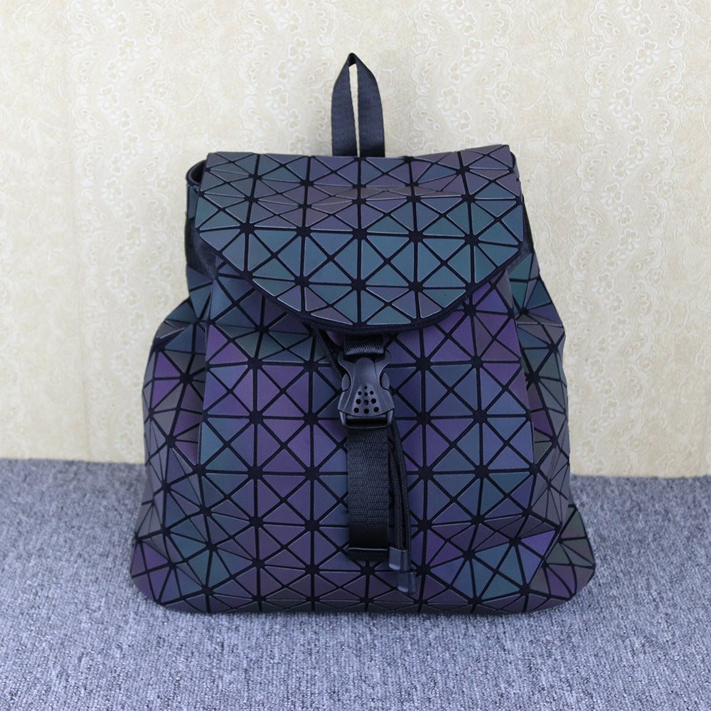 Women's & Men's & Colorful Geometric Rhombus Plaid Luminous Backpacks