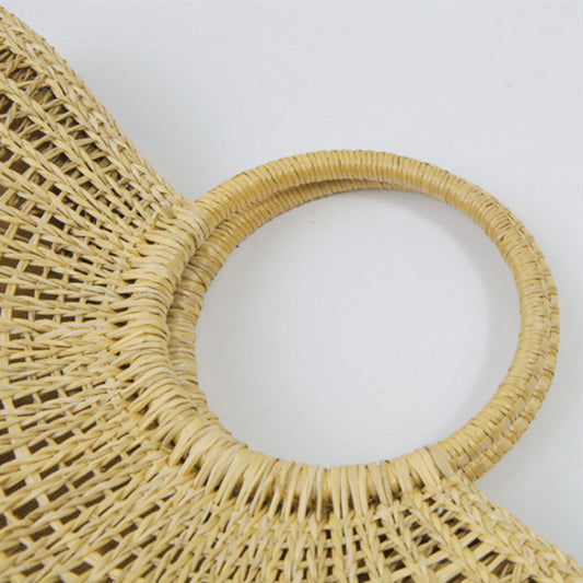 Women's Simple Rattan Weave Moon Hollow Summer Handbags